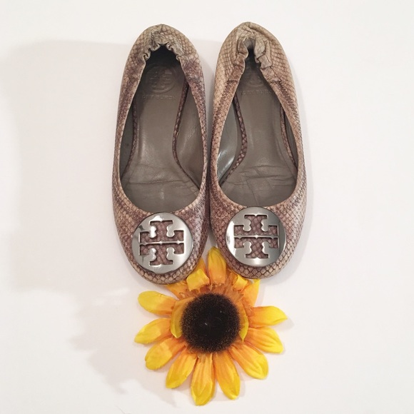 Tory Burch Shoes - Brown Tory Burch Reva snakeskin flats, size 5